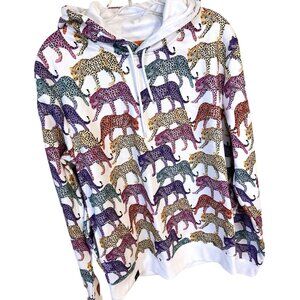 Brooklyn Standard Hoodie Multicolor Jaguar Leopard Sweatshirt Size Medium Unisex